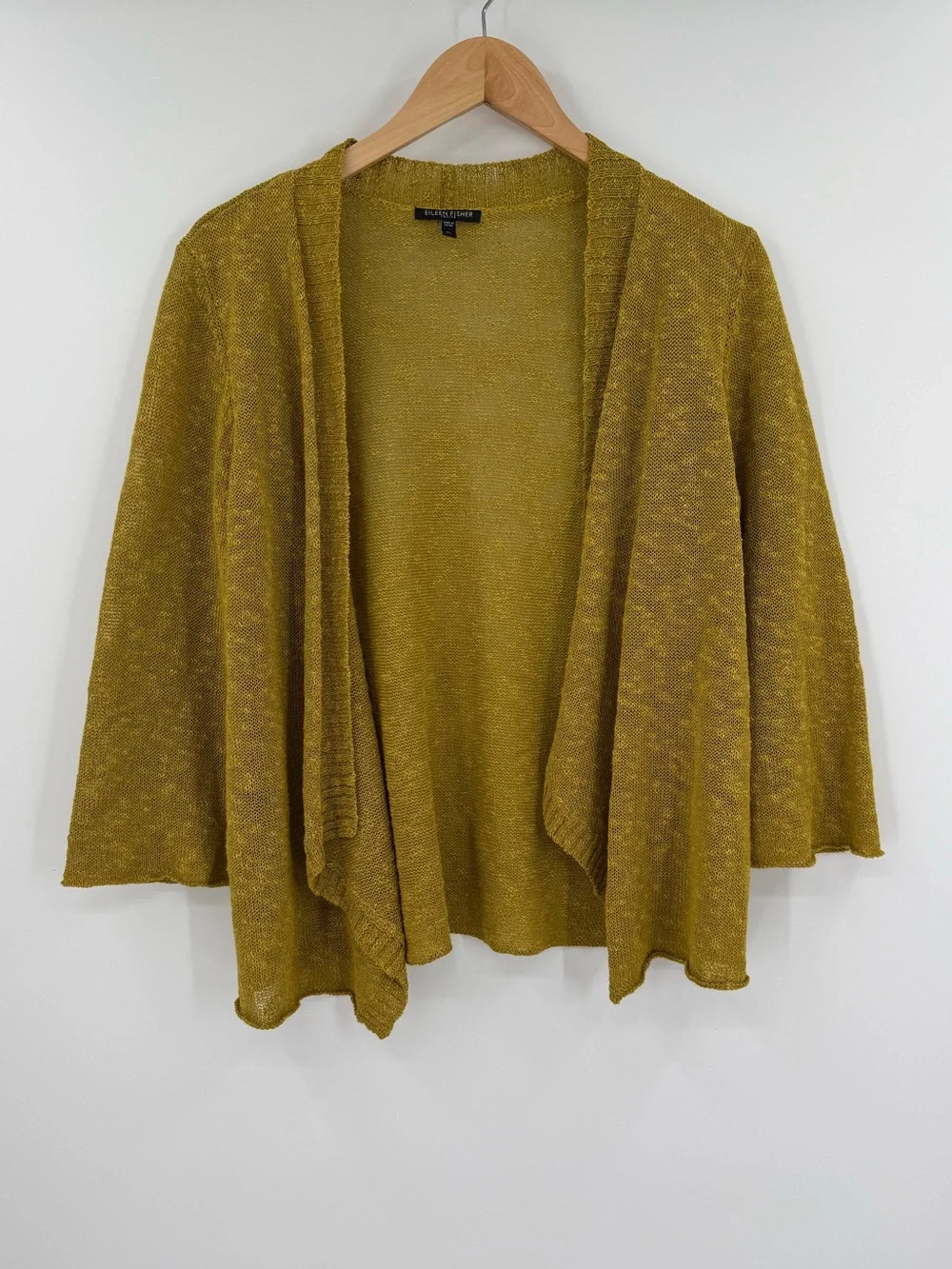 Eileen Fisher Open Front Linen Blend Cardigan | Chartreuse | Petite Large